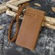 Retro Crazy Horse Leather Long Wallet Men's Buckle Leather Woven Belt Men's Outing Clutch