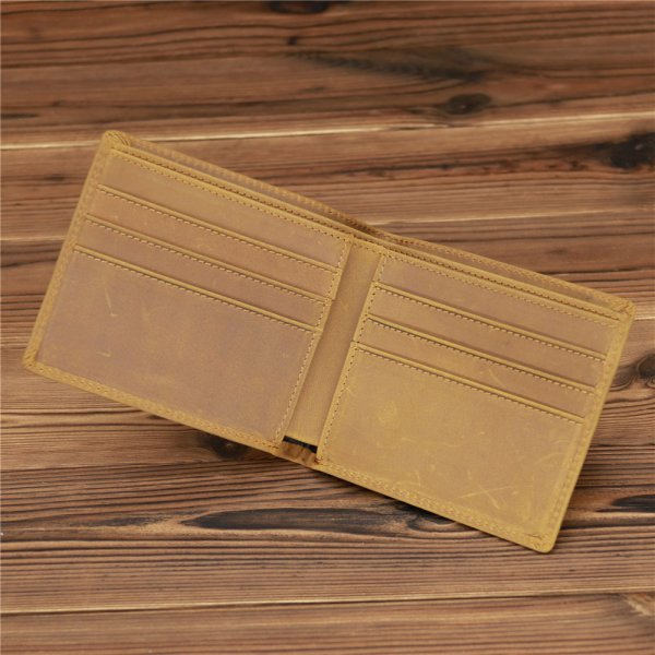 Leather Hand-stitched Short Wallet Crazy Horse Leather Cowhide Retro