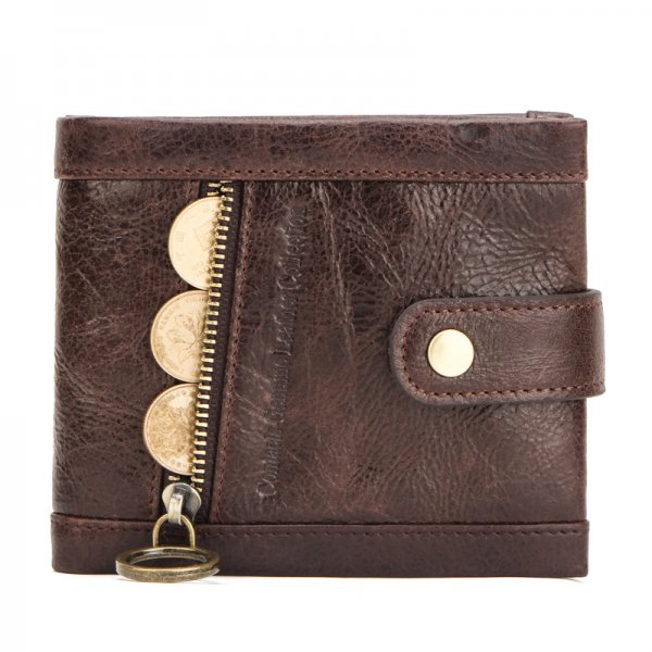 RFID anti-theft brush leather trendy men's wallet