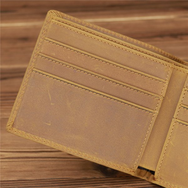 Leather Hand-stitched Short Wallet Crazy Horse Leather Cowhide Retro