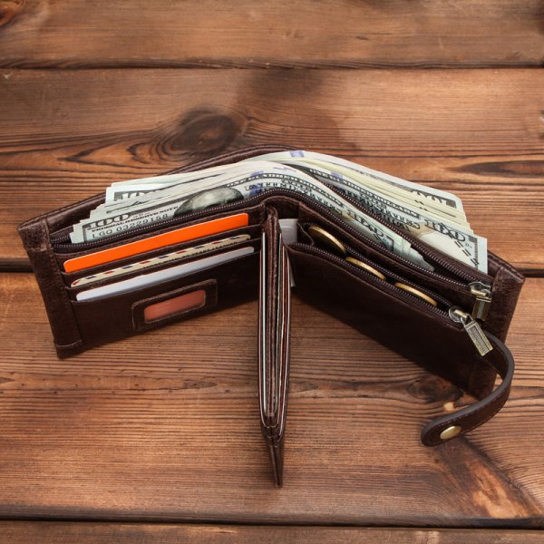 RFID anti-theft brush leather trendy men's wallet