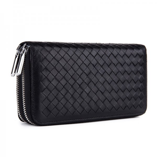 Double Zipper Woven Wallet With Ladies' Europe And America