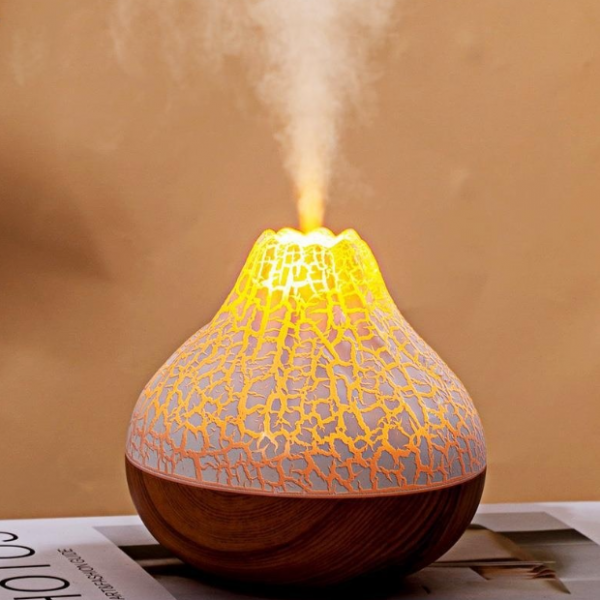 Volcano Humidifier Wood Grain Fog Mute Seven-color Ambience Light