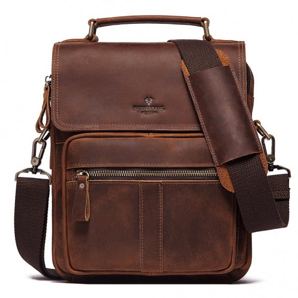 Leather Shoulder Bag Retro Men's Cowhide Messenger Bag Large Capacity Men's Leather Briefcase